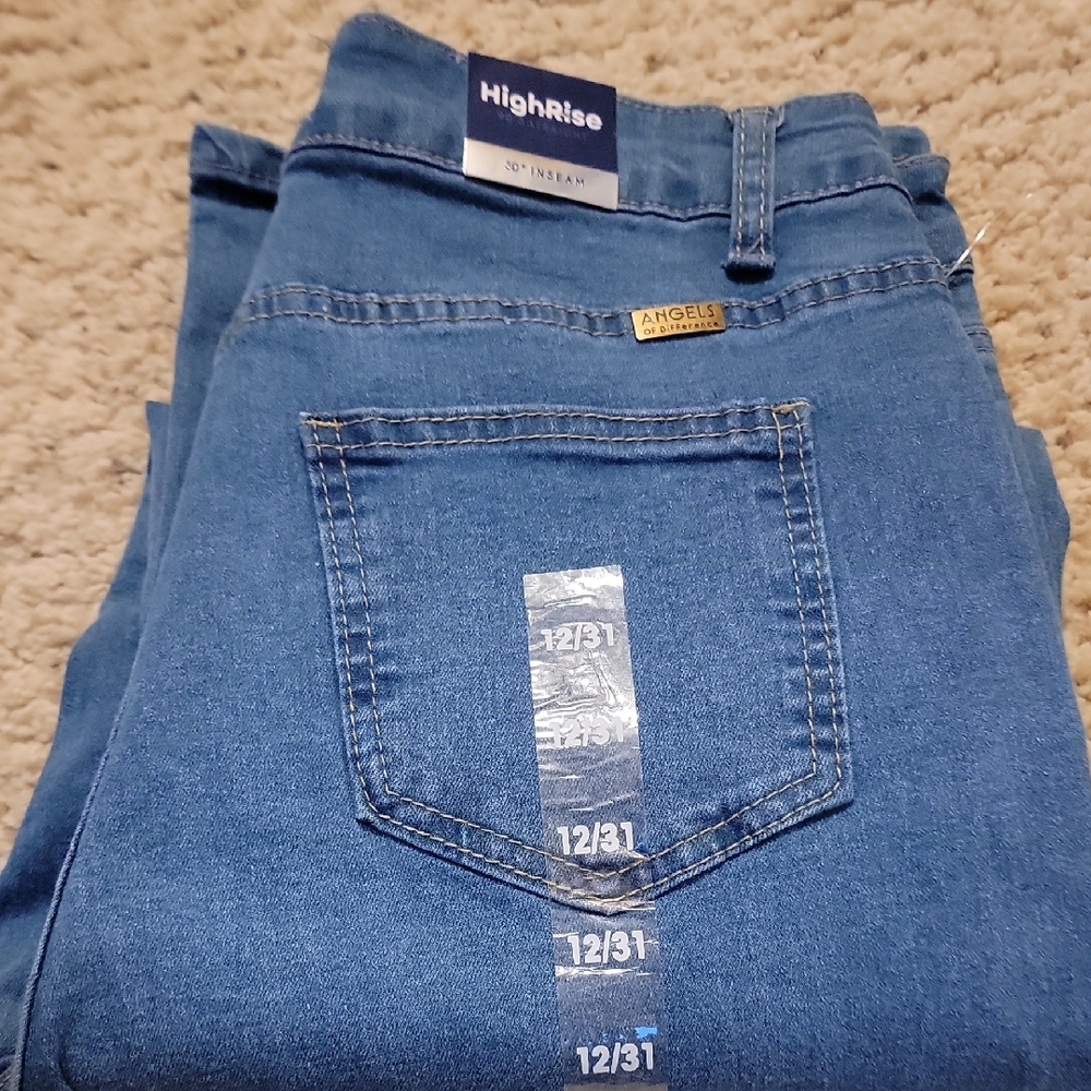Angels High Rise Blue Women's Jeans W/Stud Detail, NWT
